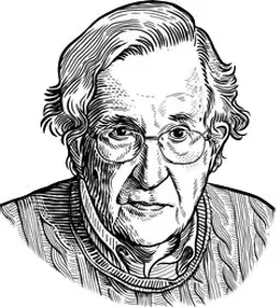 Noam Chomsky, portret, karykatura